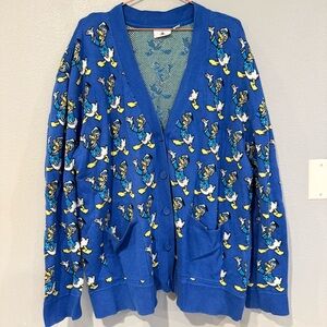 Disney XXL Donald Duck Adult Intarsia Knit Cardigan Sweater AOP All Over Print